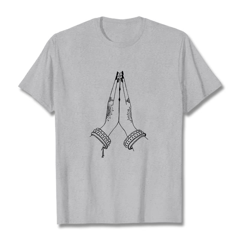 Koszulka z nadrukiem „ Buddha Stones, złącz ręce” - Jasnoszary - 2XL - image 19