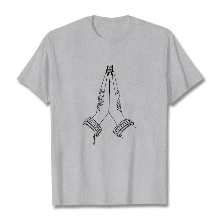 Koszulka z nadrukiem „ Buddha Stones, złącz ręce” - Jasnoszary - 2XL - image 19