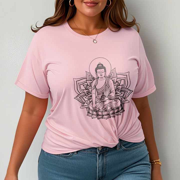 Buddha Stones Medycyna Budda Siedzący Na Postumencie Lotosu Koszulka T-shirt - image 13