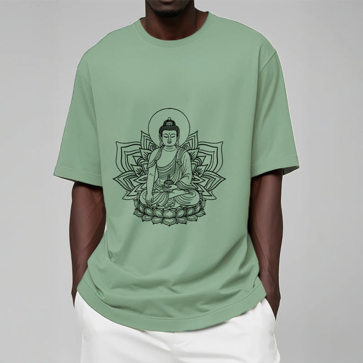 Buddha Stones Medycyna Budda Siedzący Na Postumencie Lotosu Koszulka T-shirt - image 15