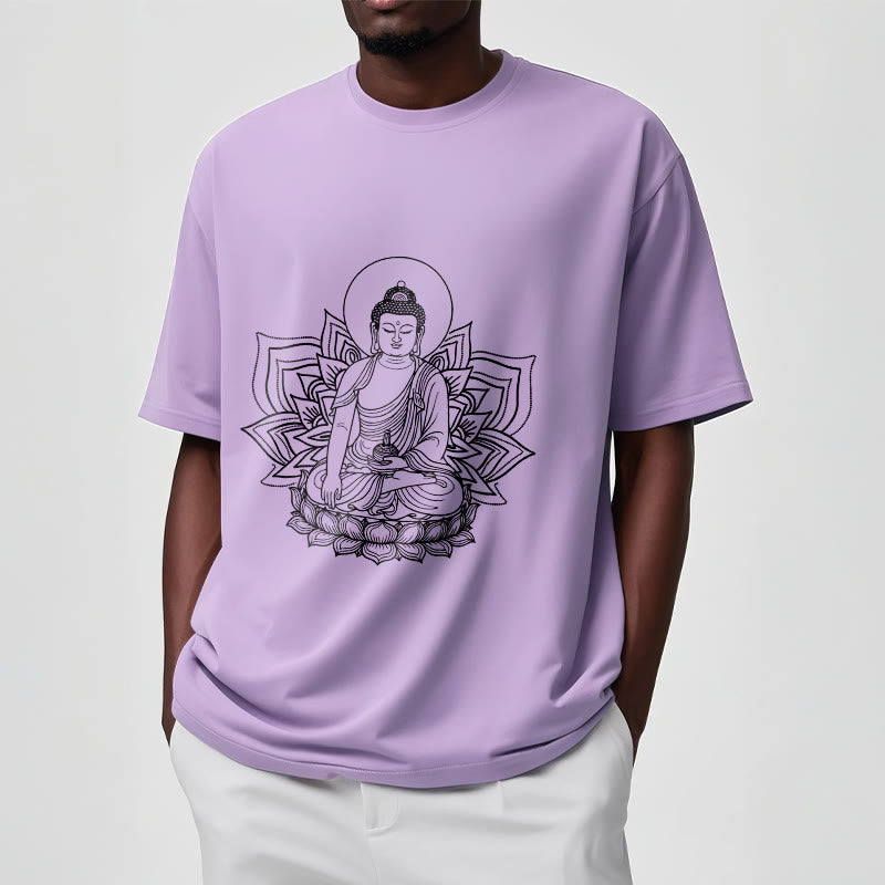 Buddha Stones Medycyna Budda Siedzący Na Postumencie Lotosu Koszulka T-shirt - image 18