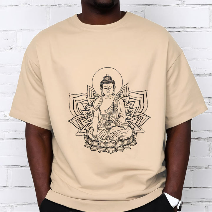 Buddha Stones Medycyna Budda Siedzący Na Postumencie Lotosu Koszulka T-shirt - image 10