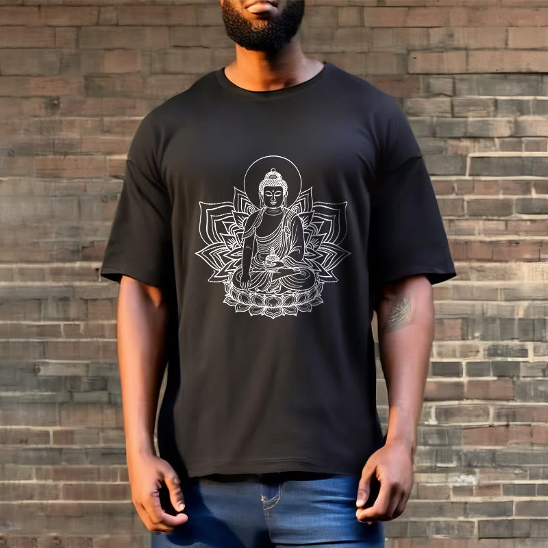 Buddha Stones Medycyna Budda Siedzący Na Postumencie Lotosu Koszulka T-shirt - image 2