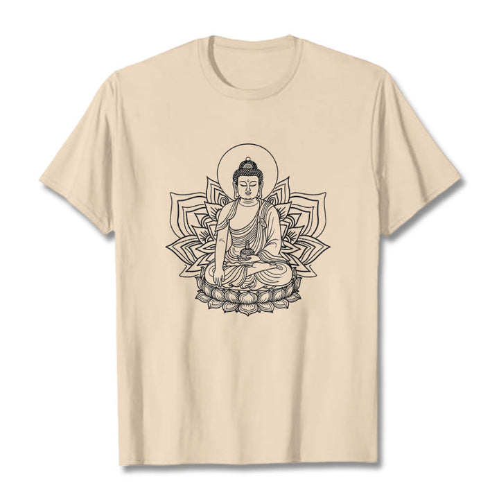 Buddha Stones Medycyna Budda Siedzący Na Postumencie Lotosu Koszulka T-shirt - For - 2XL - image 9