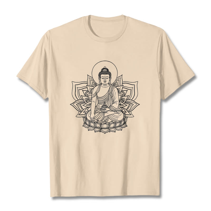 Buddha Stones Medycyna Budda Siedzący Na Postumencie Lotosu Koszulka T-shirt - For - 2XL - image 8