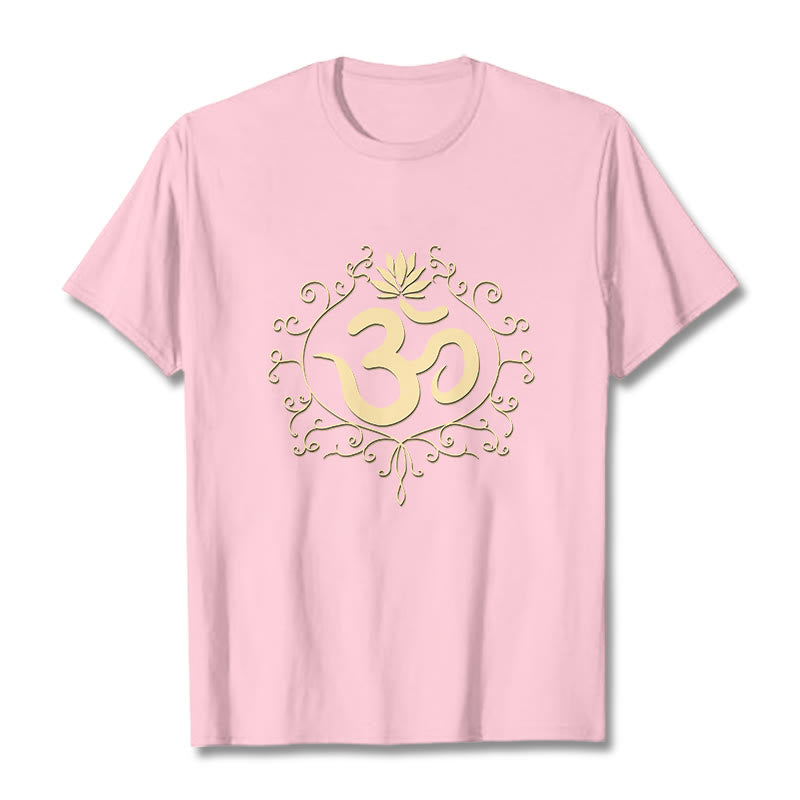 Buddha Stones Om Symbol Vines Kwiat Lotosu Koszulka T-shirt - Jasnoróżowy - 2XL - image 14