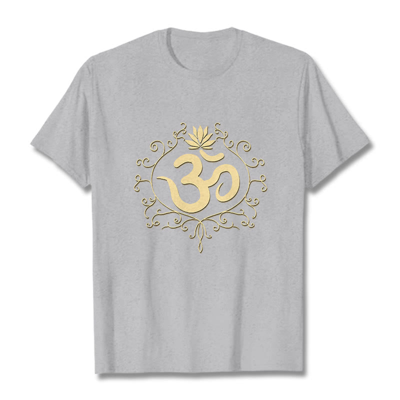 Buddha Stones Om Symbol Vines Kwiat Lotosu Koszulka T-shirt - Jasnoszary - 2XL - image 10