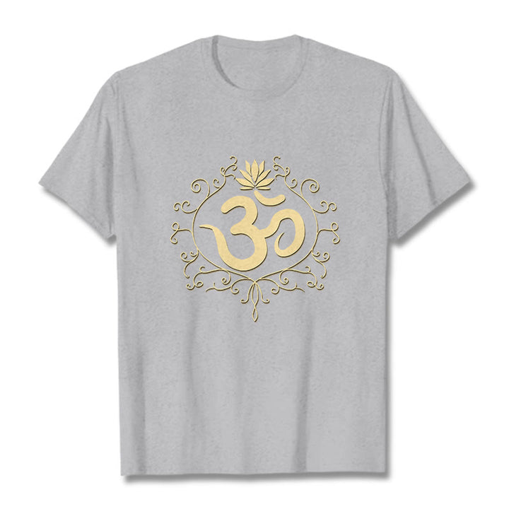 Buddha Stones Om Symbol Vines Kwiat Lotosu Koszulka T-shirt - Jasnoszary - 2XL - image 10