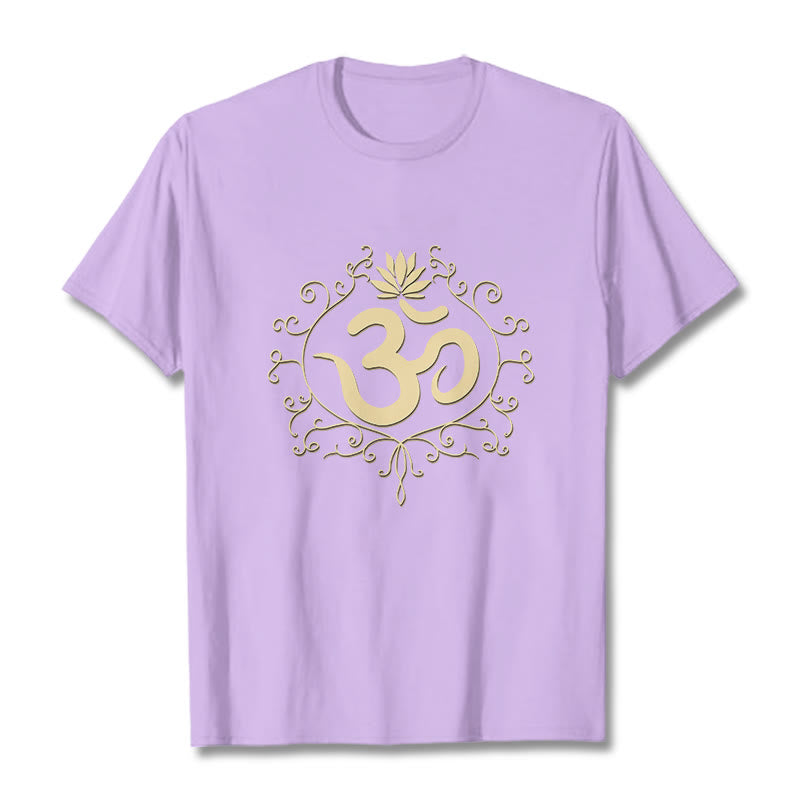 Buddha Stones Om Symbol Vines Kwiat Lotosu Koszulka T-shirt - Śliwka - 2XL - image 16