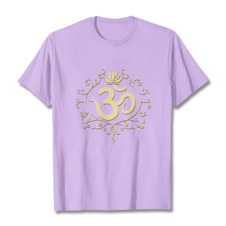 Buddha Stones Om Symbol Vines Kwiat Lotosu Koszulka T-shirt - Śliwka - 2XL - image 16