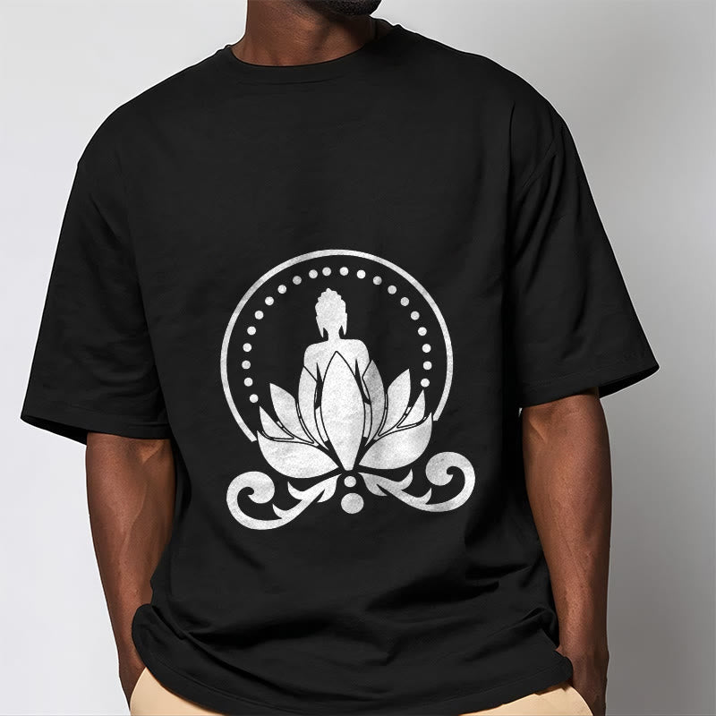 Buddha Stones Medytacja Budda Siedzący Na Kwiecie Lotosu Koszulka T-shirt - image 4