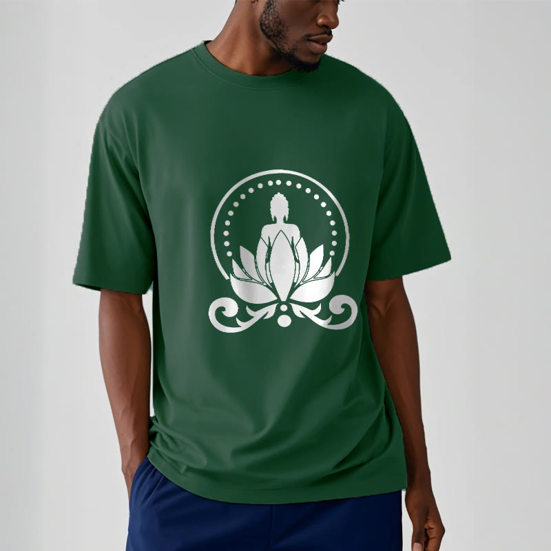 Buddha Stones Medytacja Budda Siedzący Na Kwiecie Lotosu Koszulka T-shirt - image 1