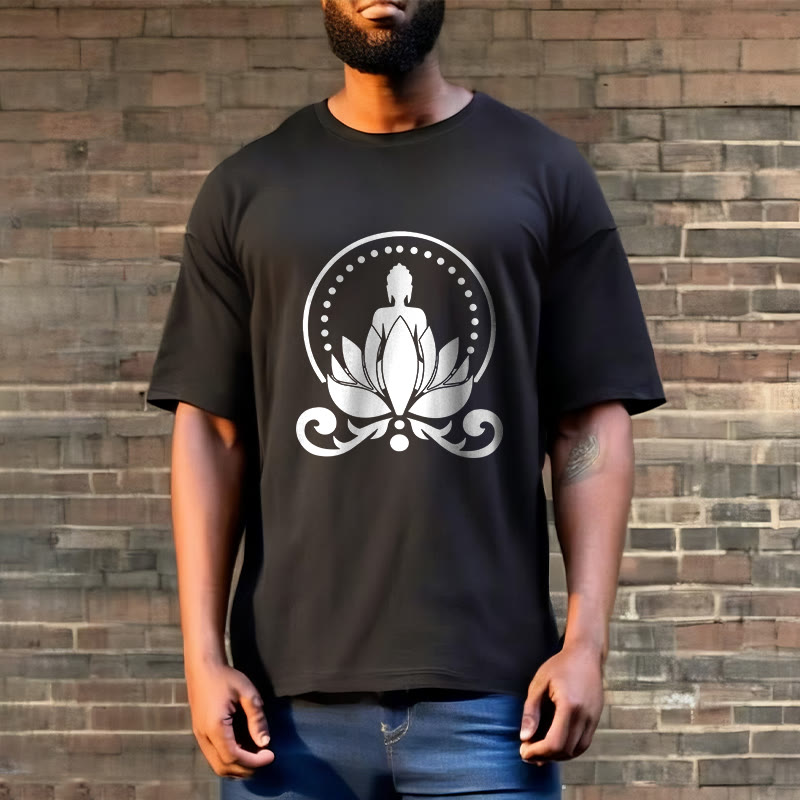 Buddha Stones Medytacja Budda Siedzący Na Kwiecie Lotosu Koszulka T-shirt - image 6