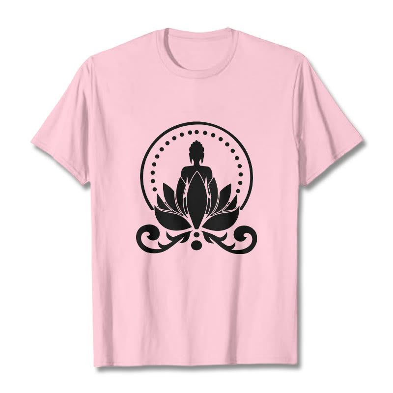 Buddha Stones Medytacja Budda Siedzący Na Kwiecie Lotosu Koszulka T-shirt - Jasnoróżowy - 2XL - image 13