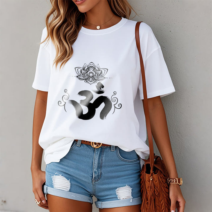 Buddha Stones Om Symbol Sanskryt Kwiatowy T-shirt - image 2