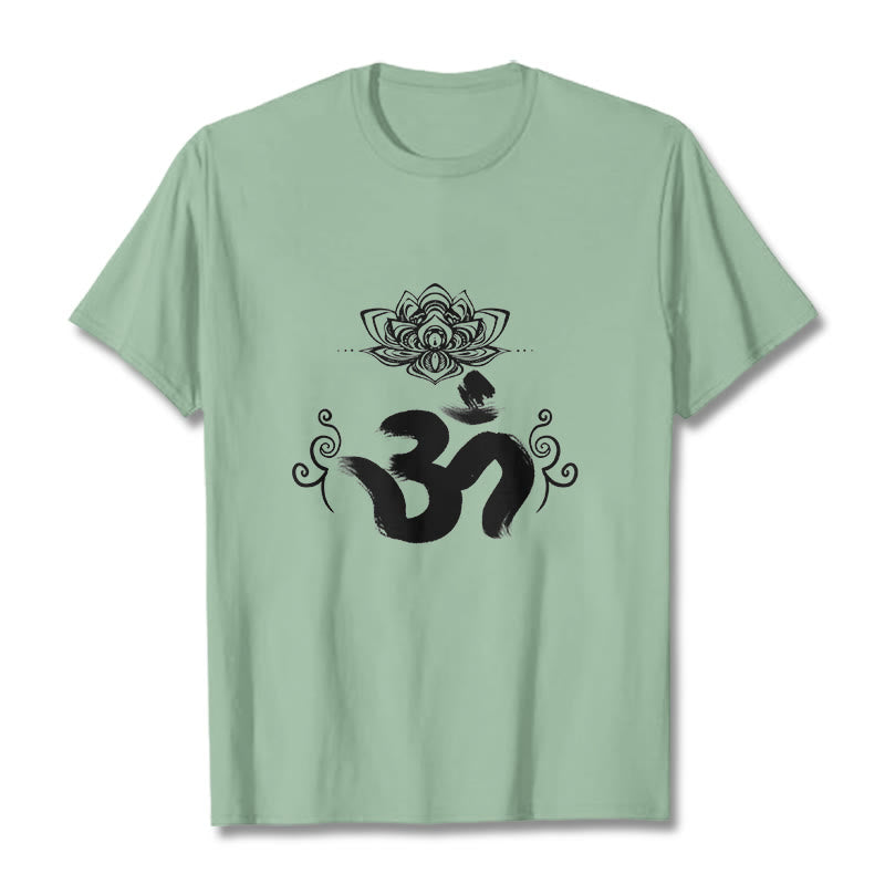 Buddha Stones Om Symbol Sanskryt Kwiatowy T-shirt - PaleGreen - 2XL - image 19