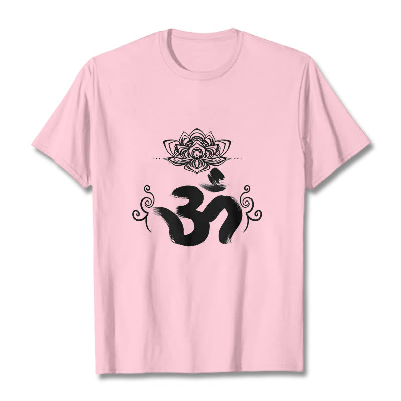 Buddha Stones Om Symbol Sanskryt Kwiatowy T-shirt - Jasnoróżowy - 2XL - image 14