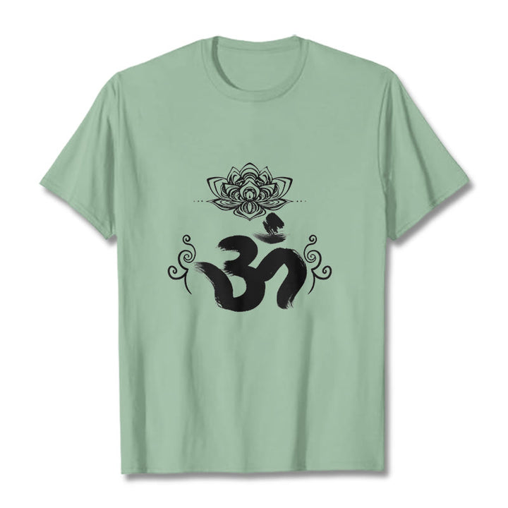 Buddha Stones Om Symbol Sanskryt Kwiatowy T-shirt - PaleGreen - 2XL - image 18