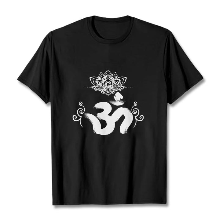 Buddha Stones Om Symbol Sanskryt Kwiatowy T-shirt - Czarny - 2XL - image 6