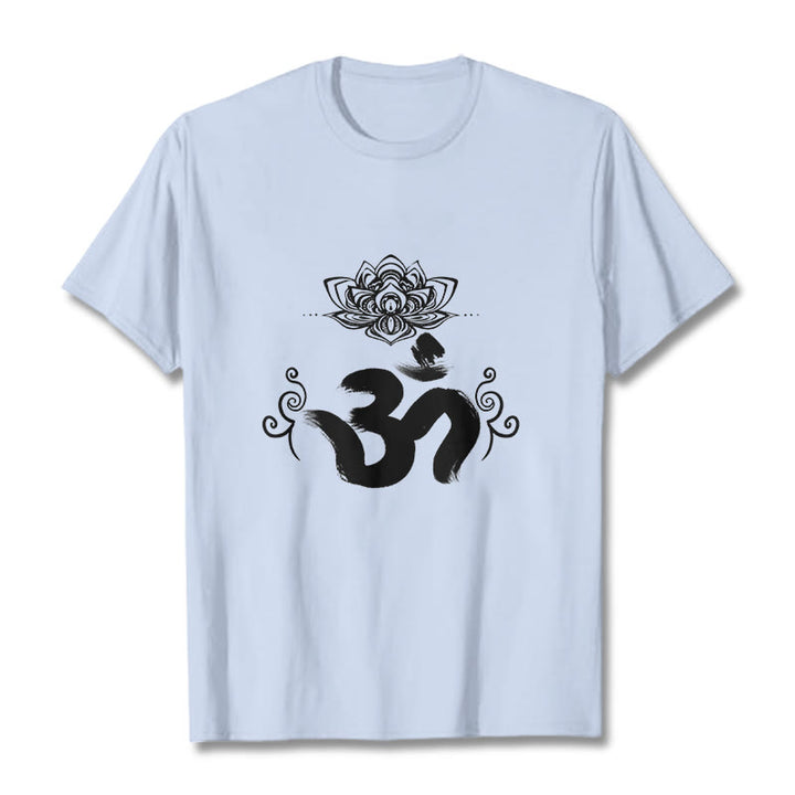 Buddha Stones Om Symbol Sanskryt Kwiatowy T-shirt - Jasnoniebieski - 2XL - image 13