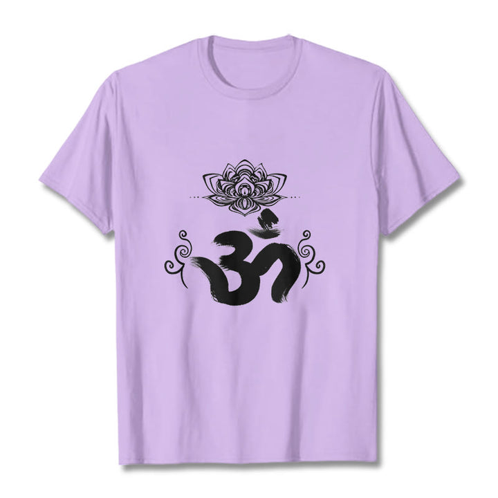 Buddha Stones Om Symbol Sanskryt Kwiatowy T-shirt - Śliwka - 2XL - image 16