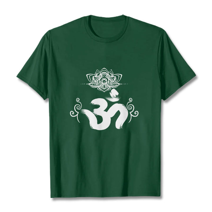 Buddha Stones Om Symbol Sanskryt Kwiatowy T-shirt - ForestGreen - 2XL - image 4