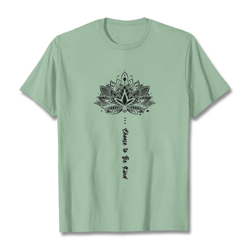 Buddha Stones Wybierz Bycie Miłym Koszulka z Geometrycznym Kwiatem - PaleGreen - 2XL - image 14