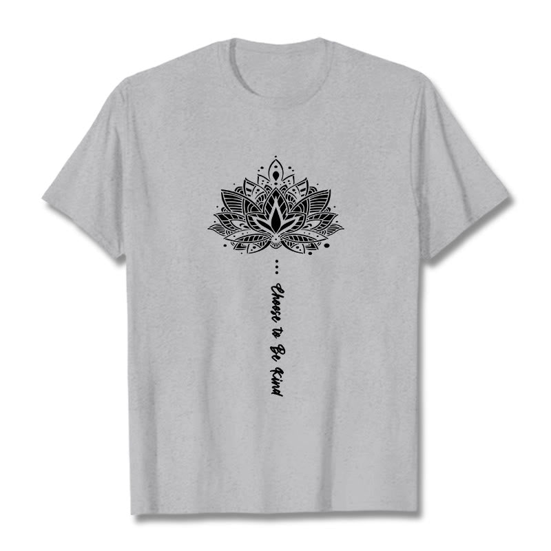 Buddha Stones Wybierz Bycie Miłym Koszulka z Geometrycznym Kwiatem - Jasnoszary - 2XL - image 19