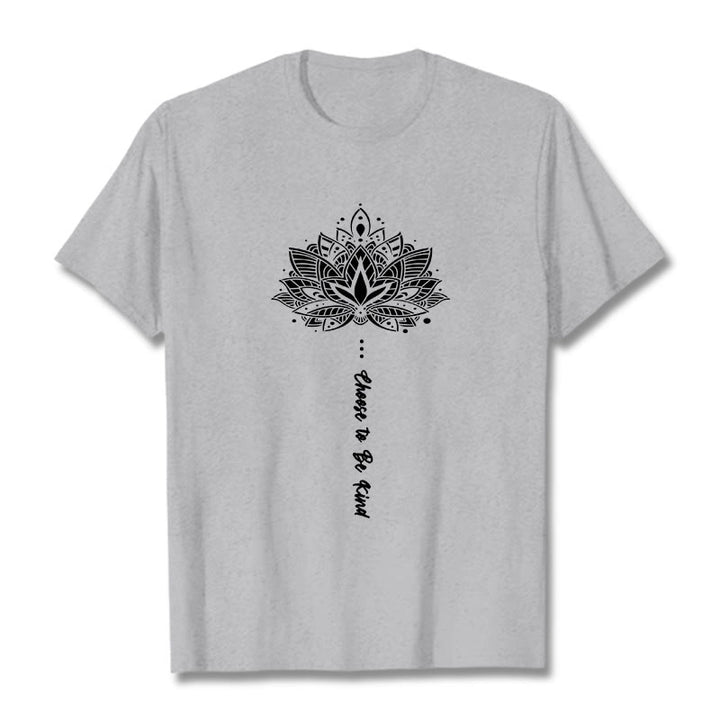 Buddha Stones Wybierz Bycie Miłym Koszulka z Geometrycznym Kwiatem - Jasnoszary - 2XL - image 19