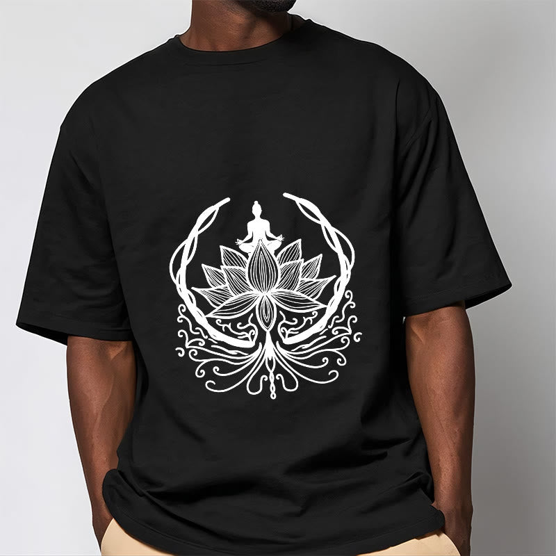 Buddha Stones Medytacja Budda Siedzący Wewnątrz Kwiatu Lotosu Koszulka T-shirt - image 7