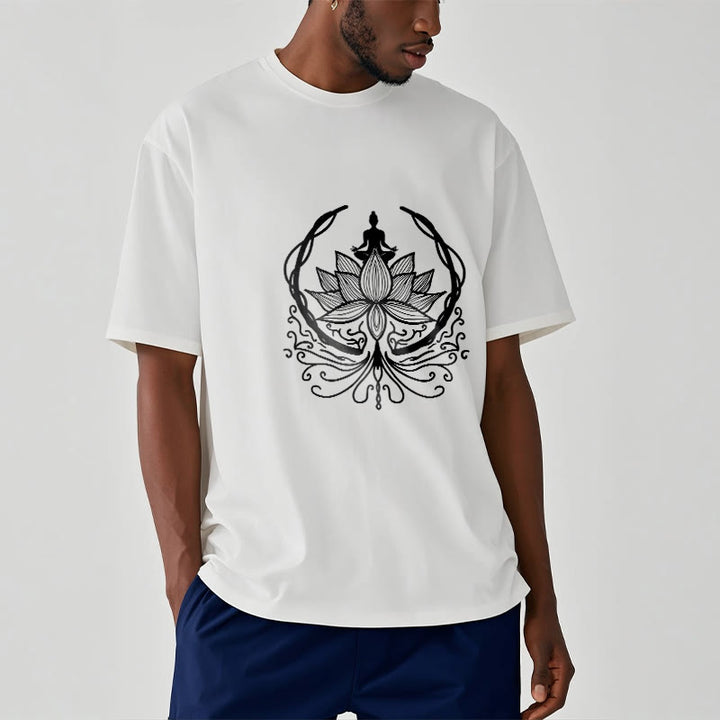 Buddha Stones Medytacja Budda Siedzący Wewnątrz Kwiatu Lotosu Koszulka T-shirt - image 1