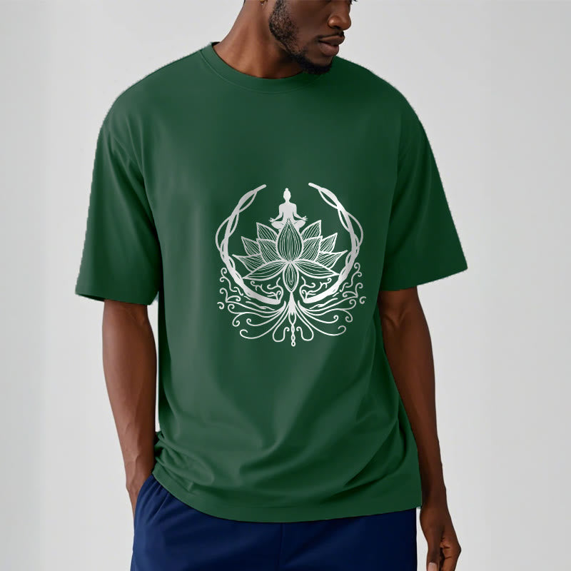 Buddha Stones Medytacja Budda Siedzący Wewnątrz Kwiatu Lotosu Koszulka T-shirt - image 5