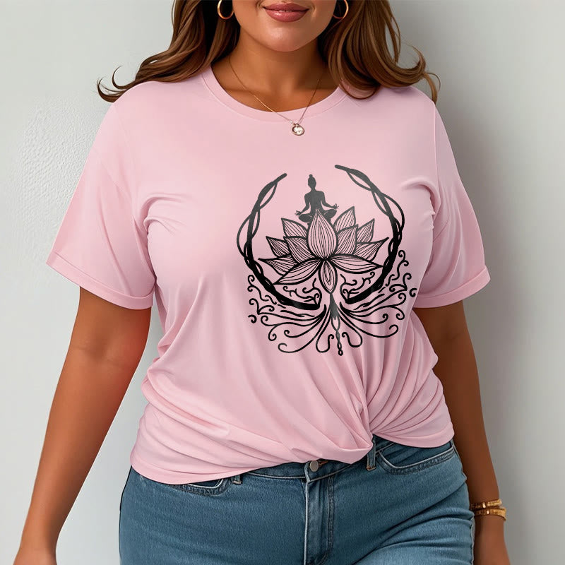 Buddha Stones Medytacja Budda Siedzący Wewnątrz Kwiatu Lotosu Koszulka T-shirt - image 13