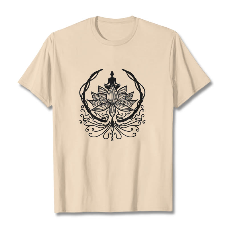 Buddha Stones Medytacja Budda Siedzący Wewnątrz Kwiatu Lotosu Koszulka T-shirt - For - 2XL - image 10