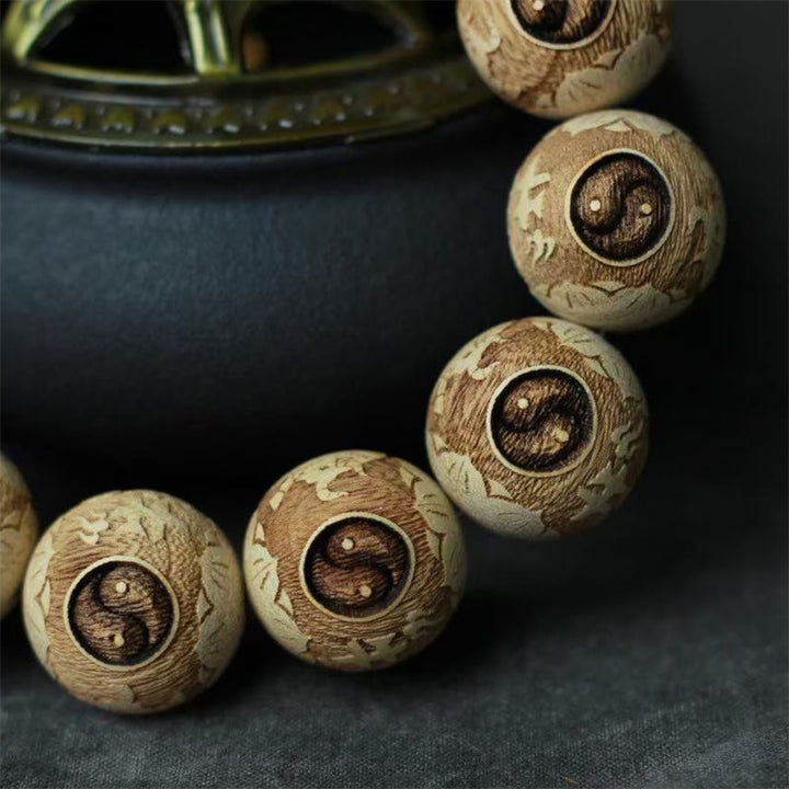 Bransoletka z Buddha Stones , drewnem kamforowym, wołem Yin Yang i grawerowaną czystością - image 10