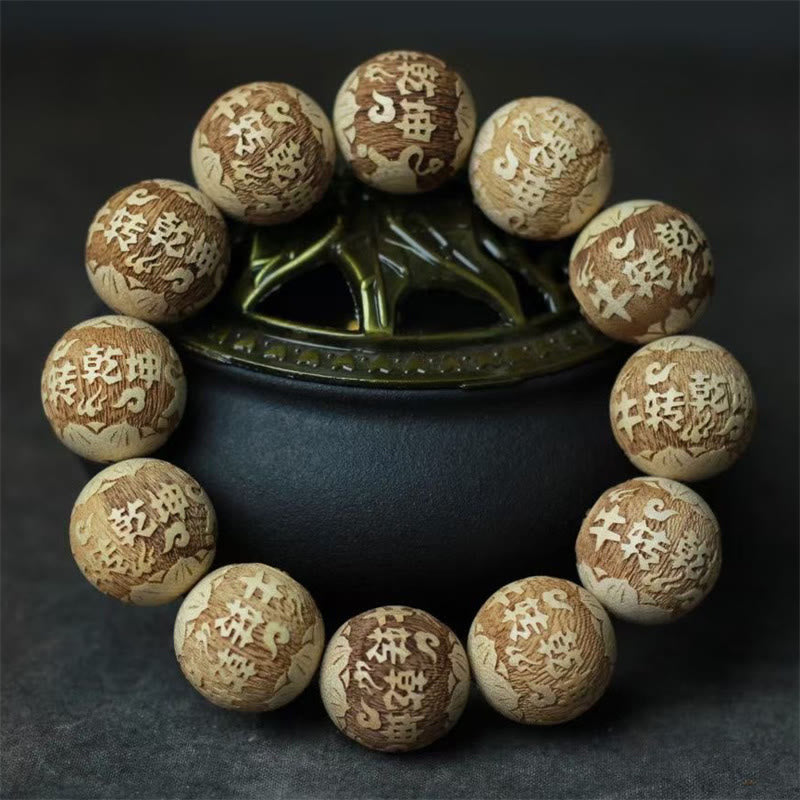 Bransoletka z Buddha Stones , drewnem kamforowym, wołem Yin Yang i grawerowaną czystością - image 5