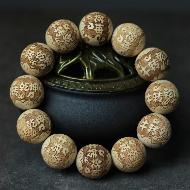 Bransoletka z Buddha Stones , drewnem kamforowym, wołem Yin Yang i grawerowaną czystością - image 5