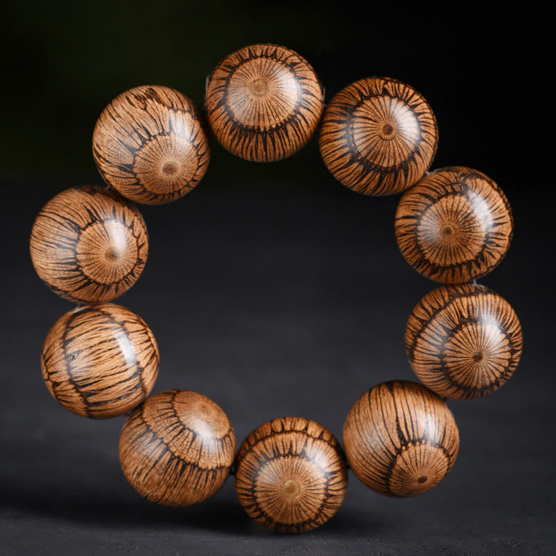Bransoletka ochronna z koralików z drewna Gnetum z Buddha Stones - 25mm (obwód nadgarstka 14-18cm) - image 8