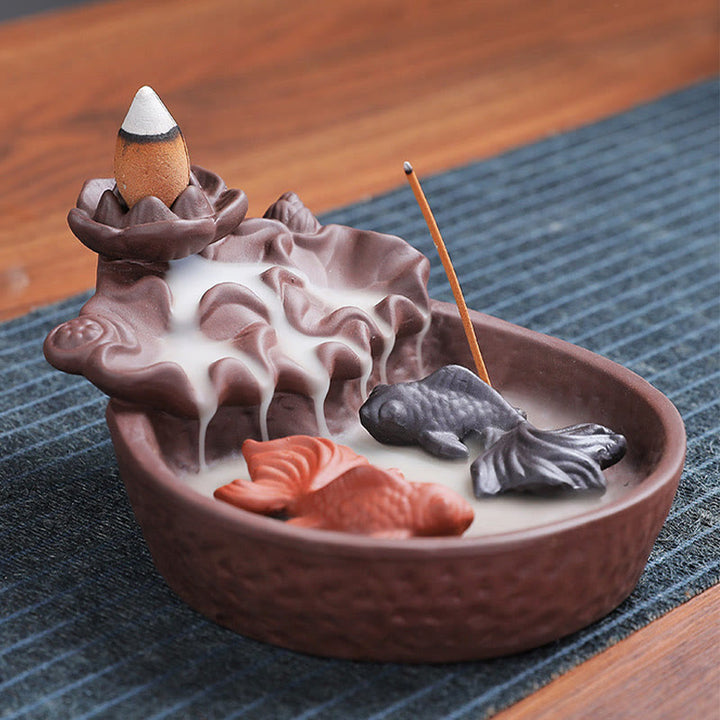 Buddha Stones Koi Wół Fioletowa Glina Ceramiczny Uchwyt Na Kadzidełka Uzdrawiający Kadzidło Palnik Dekoracja - image 10
