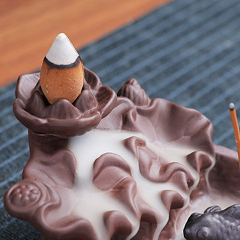 Buddha Stones Koi Wół Fioletowa Glina Ceramiczny Uchwyt Na Kadzidełka Uzdrawiający Kadzidło Palnik Dekoracja - image 13