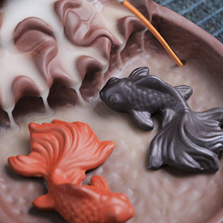 Buddha Stones Koi Wół Fioletowa Glina Ceramiczny Uchwyt Na Kadzidełka Uzdrawiający Kadzidło Palnik Dekoracja - image 13