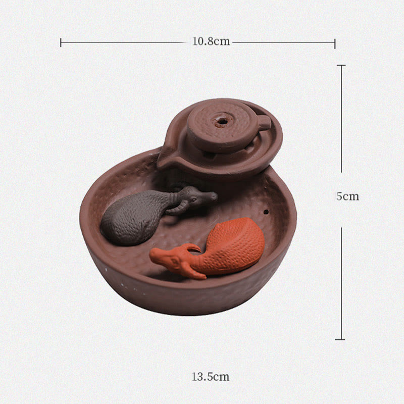 Buddha Stones Koi Wół Fioletowa Glina Ceramiczny Uchwyt Na Kadzidełka Uzdrawiający Kadzidło Palnik Dekoracja - image 5