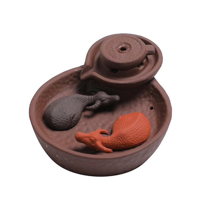 Buddha Stones Koi Wół Fioletowa Glina Ceramiczny Uchwyt Na Kadzidełka Uzdrawiający Kadzidło Palnik Dekoracja - image 6