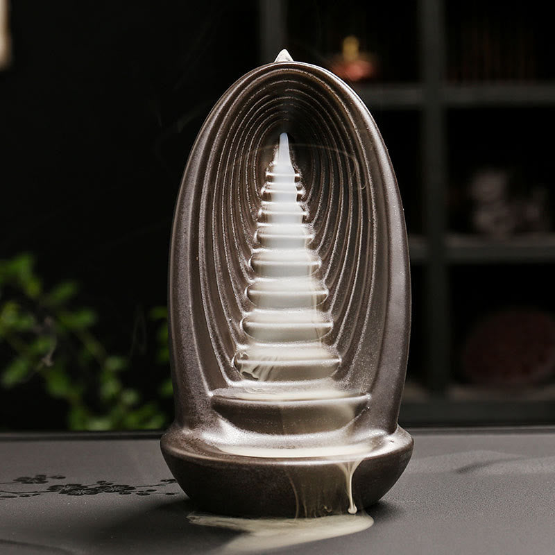Buddha Stones Schody Góry Woda Ręka Buddy Ceramiczny Przepływ Dym Fontanna Medytacja Kadzielnica Dekoracja - Schody 9,7*8,1*16,8cm - image 1