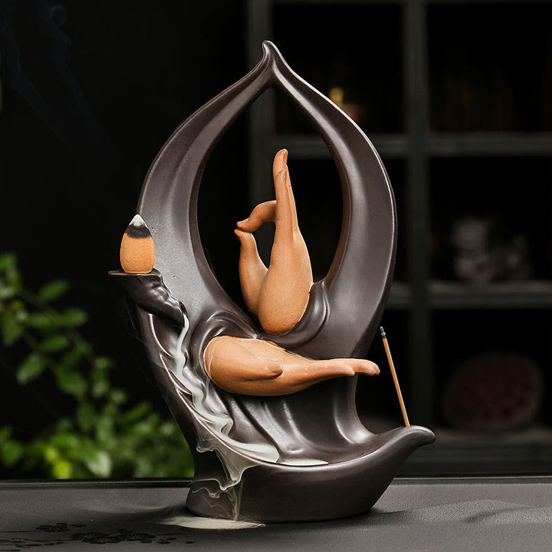 Buddha Stones Schody Góry Woda Ręka Buddy Ceramiczny Przepływ Dym Fontanna Medytacja Kadzielnica Dekoracja - Ręka Buddy 13,5*6,9*20,8 cm - image 6