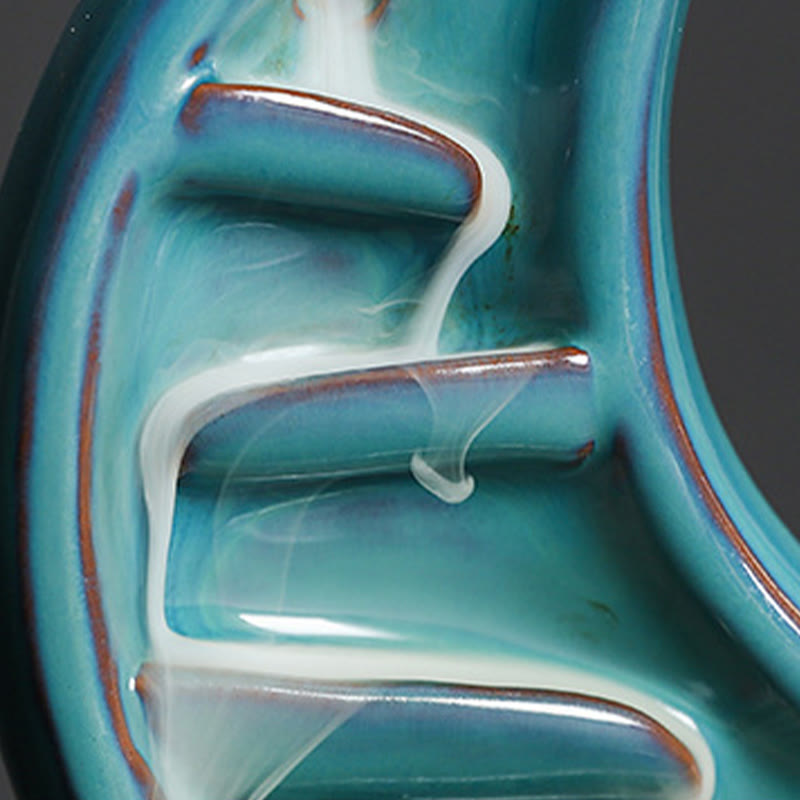 Buddha Stones Niebieski Półksiężyc Ceramiczny Dym Fontanna Medytacja Świecznik Kadzidło Palnik Dekoracja - image 12