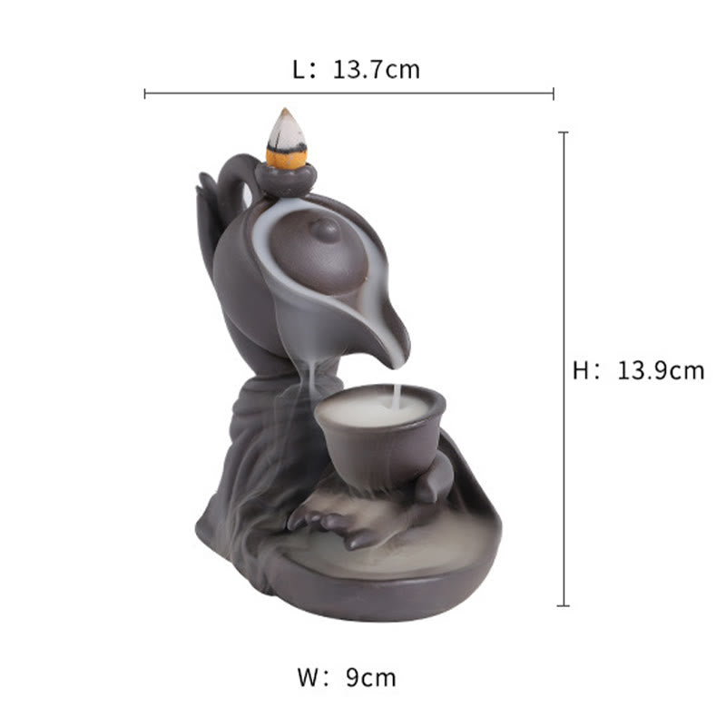 Buddha Stones Buddy Trzymająca Czajnik Filiżanka Ceramiczna Fontanna Dymna Z Cofaniem Uzdrawiająca Kadzielnica Dekoracja - image 9