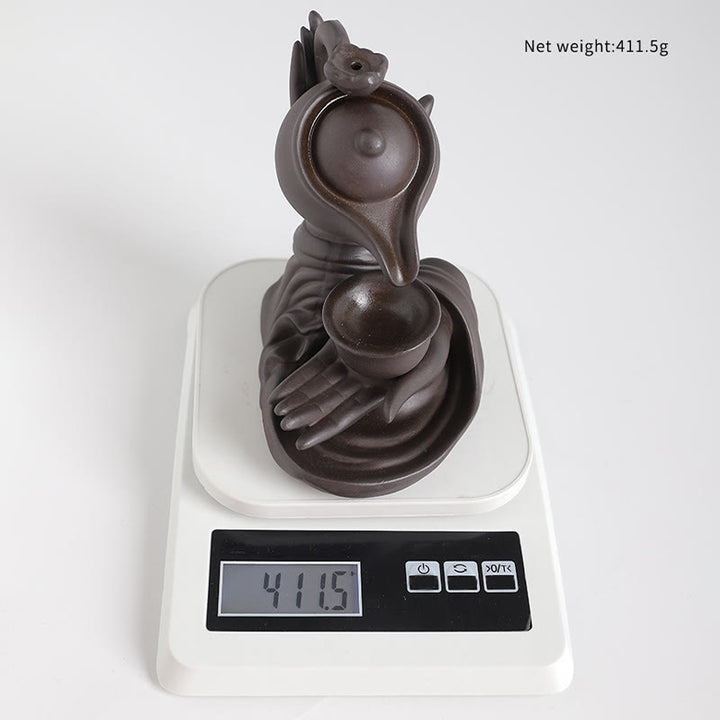 Buddha Stones Buddy Trzymająca Czajnik Filiżanka Ceramiczna Fontanna Dymna Z Cofaniem Uzdrawiająca Kadzielnica Dekoracja - image 10