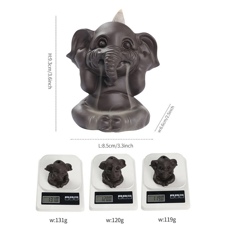 Buddha Stones Uroczy Słoń Fioletowa Glina Cofanie Dymu Fontanna Pokój Uzdrawiający Kadzidło Palnik Dekoracja - image 5