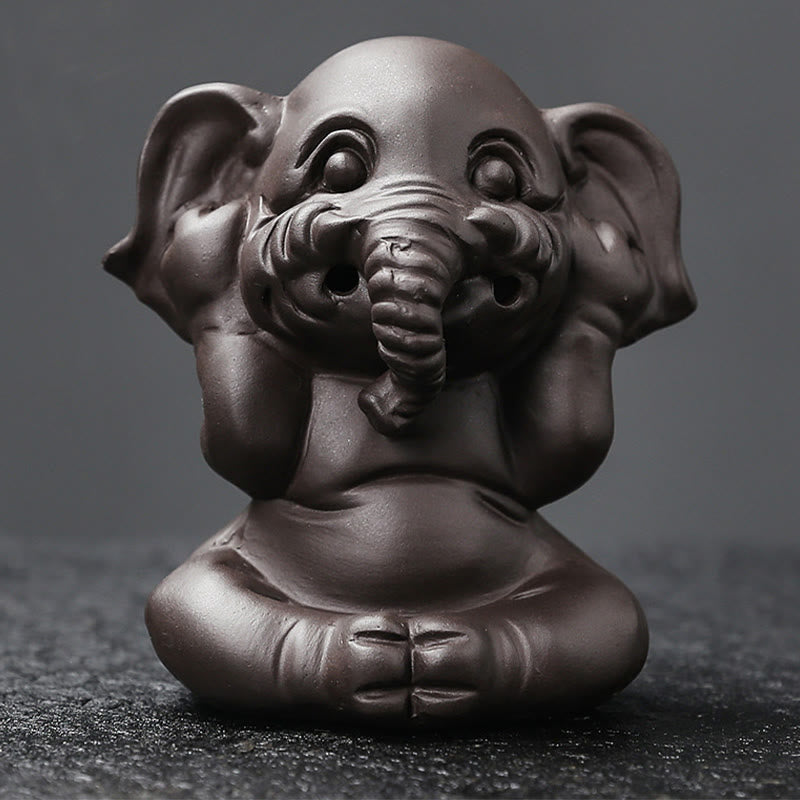 Buddha Stones Uroczy Słoń Fioletowa Glina Cofanie Dymu Fontanna Pokój Uzdrawiający Kadzidło Palnik Dekoracja - image 21